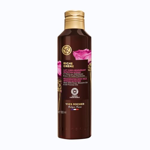 Yves Rocher RICHE CRÈME Regenerierende Körpermilch - Straffende und nährende Anti-Aging Bodylotion - Intensive Feuchtigkeitspflege für straffere Haut - 190ml