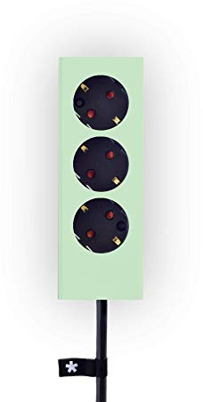 Peppermint Products Plug 3 | 3er MEHRFACH-STECKDOSEN-LEISTEN | schöne Design Steckdose | Steckerleiste mit lackierter Stahl-Verkleidung | Wandmontage (Mint)
