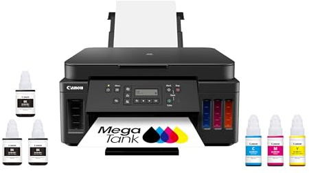 Canon PIXMA G6020 All-in-One Supertank Wireless (Megatank) Printer, Copier and Scan with Mobile Printing, Black, Works with Alexa