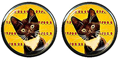 Bloody devil Manschettenknöpfe, schwarze Katze, Katzen-Manschettenknöpfe, Liebeskatzen-Geschenke, niedliche Katzen-Manschettenknöpfe, lustige Manschettenknöpfe