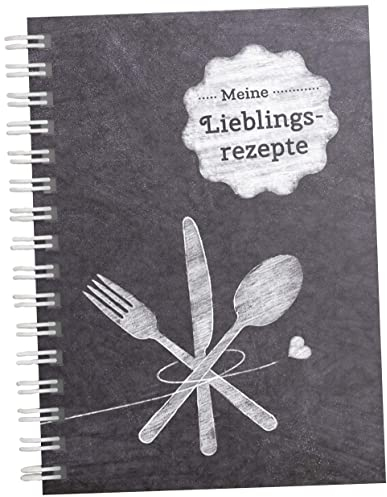 DIY Rezeptbuch zum selberschreiben: Meine Lieblingsrezepte – Modernes DIN A5 Kochbuch zum selbstgestalten mit Inhaltsverzeichnis, Register und Schutzfolie (b) Schwarz, Tafel/Kreide)