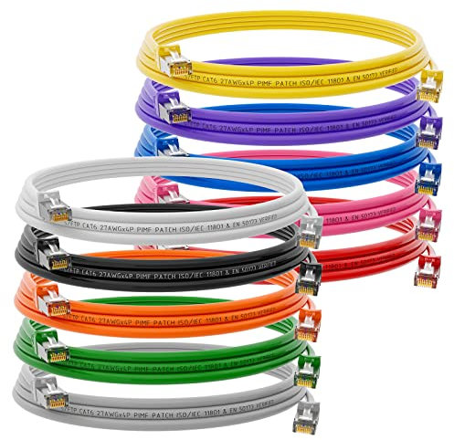 HB-DIGITAL 10x 1m Patchkabel RJ45 LAN CAT 6 Ethernetkabel Netzwerkkabel bis zu 1 Gbit/s CAT 6 Kupfer Profi S/FTP DSL für Patchpanel Switch Router Modem - Mehrfarbig