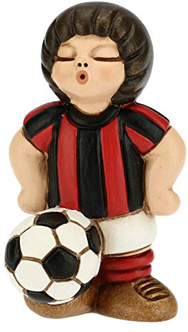 THUN - Dekofigur Jungen Fußballer rot-schwarz - Zubehör Kinderzimmer und Gastgeschenke - Linie Gastgeschenk - Kleines Format - Keramik - 4,5 x 4,5 x 7 h cm
