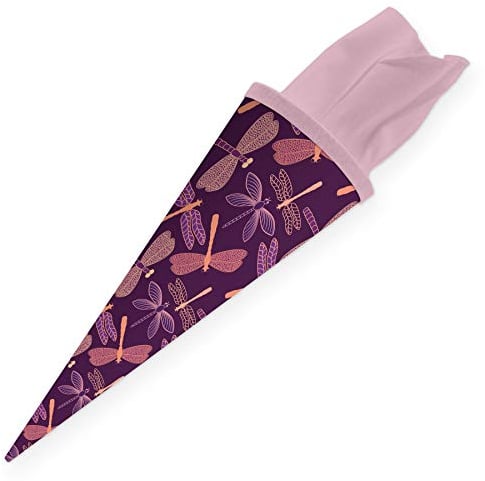 itenga Geschwisterschultüte 35 cm Tiere Pflanzen Muster Geschenkverpackung Schultüte Zuckertüte Filzverschluss Kinder Erwachsene (Libellen)