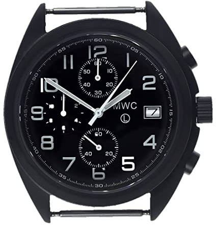 MWC Militär Hybrid Chronograph Mechanischer Quarz Schwarz Edelstahl Stoff NATO Datum 3 Herren Uhr