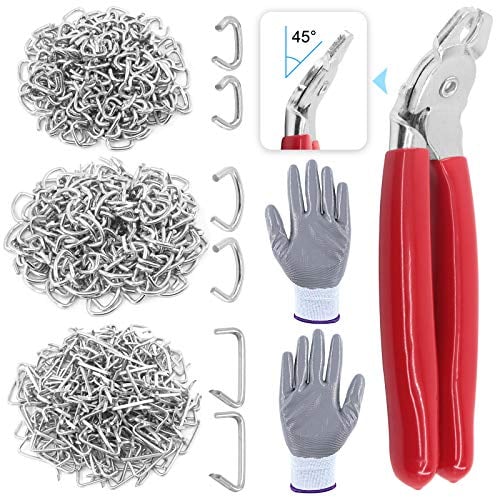 Glarks Kit de 362 pinces pour anneaux de porc avec 360 anneaux de porc en acier de 1,27 cm, 3/4 cm, 9,5 cm, avec pince coudée et gants anti-coupure pour tissus d'ameublement, clôtures, bricolage