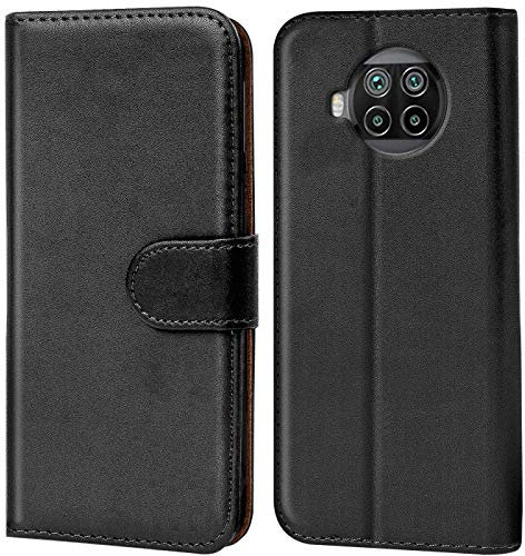 Verco Handyhülle für Xiaomi Mi 10T Lite Hülle, Bookcase Tasche Flipcover für Mi 10T Lite 5G Case [Kartenfächer/Aufstellfunktion], Schwarz
