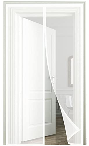 Zanzariera Magnetica per Porta,150x240cm (59.05x94.48in) Magnetico Chiusura Automatica Tendina Anti Zanzare ,per Porte Finestre Balcone Soggiorno Mantiene Stanza Traspirante Senza Zanzare-Bianco