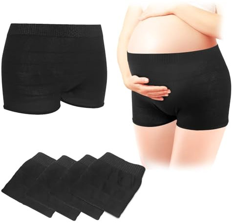 Carer Calzones Postparto sin Costuras - Paquete de 4 Braguitas Elásticas y Transpirables para Recuperación de Cesárea/Parto Natural - Cómodas y Suaves para Embarazo y Postparto