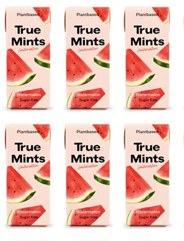 True Gum True Mints - 6er SET | WASSERMELONE - Limited Edition | Pflanzliche und zuckerfreie Pastillen, 6 x 13g, 78 g