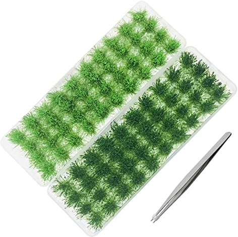 Cayway 3 Stück Static Grass Tuft Selbstklebende Statische Grass Statisches Grasbüschel Miniatursträucher Büsche und Pinzette für Miniatur Tabletop Spiele Modelleisenbahn Geländebau
