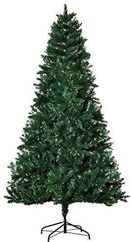 HOMCOM Árbol de Navidad Artificial 210 cm Ignífugo con 1064 Ramas con 2 Tipos de Puntas de PVC Base Plegable y Soporte de Acero Decoración Navideña de Interior Verde