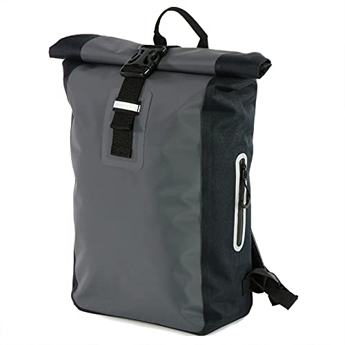 ProGression Rucksack, wasserabweisend, Damen und Herren RollTop Backpack, Tasche für Arbeit, Schule oder Reisen, mit Brustgurt, 20 L, Grau/Schwarz
