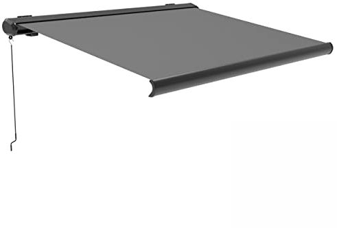 Markise mit vollständiger Kassette, 2,95 x 2,5 m, Aluminium, Grau