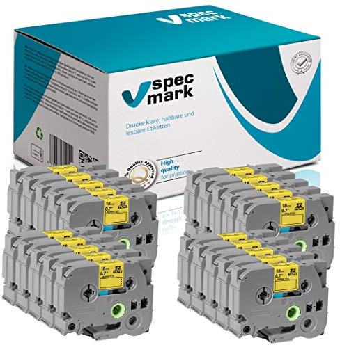 specmark Schriftband TZe-641 18 mm x 8 m 20 Stück Schwarz auf Gelb | Beschriftungsband, Kompatibel mit Brother P-touch, AZe-641, EZe-641, TZ-641, TZ2-641