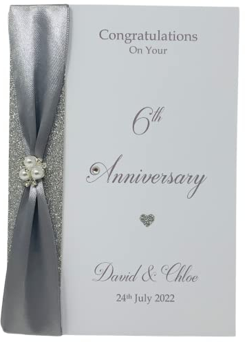 6th Anniversary Card - Iron 6 Year Sixth Wedding Anniversary Luxury Greeting Card, Personalised Gift for Wife Husband Girlfriend Boyfriend