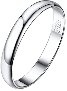 Bandmax Hochzeit Verlobung Band Ring 925 Sterling Silber 3mm Glatter Herrenring Größe 67 Ehering Partnerring Verlobungsring Schmuck Accessoire
