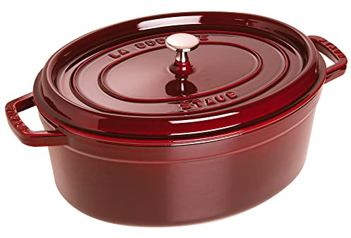 Staub Cocotte ovale in ghisa, forno olandese, 5.75-quart, serve 5-6, Made in France, Grenadine