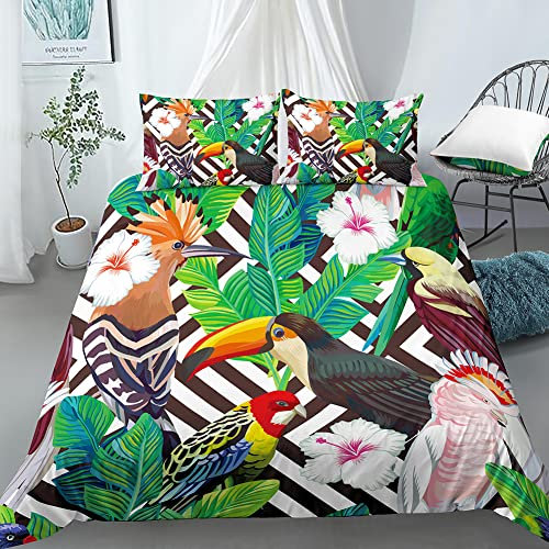 LUYAPOND Bettwäsche 135x200 Tukan Bettwäsche Set für Kinder, Mikrofaser Bettbezüge, 1 Bettbezug mit Reißverschluss + 1 Kissenbezug 80x80 cm
