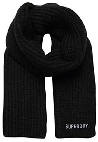 Superdry Damen Essential Schal mit Rippmuster Schwarz 1SIZE
