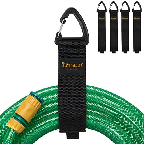 Trilancer Klettband mit Öse mit dreieckiger Schnalle zum Aufhängen an Wänden für Kabel, Drähte, Seile, Schläuche, Organisation für Haus, Garage oder Werkstatt(4L)