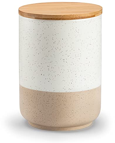 vancasso Sabine – Lot de boîtes pour comptoir de cuisine, grands bocaux de conservation en céramique avec couvercles hermétiques en bois,
