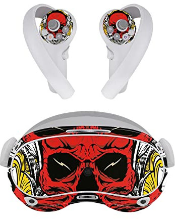 MotuTech Aufkleber mit Motiv für Pico 4 Helm, VR Reifen, kratzfest, PVC, Aufkleber, wasserdicht, 4 Totenkopf, Rot