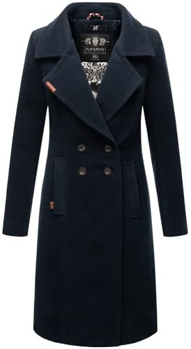 Navahoo Damen Mantel Trenchcoat Winterjacke Wintermantel B661 [B661-Wool-Navy-Gr.3XL]