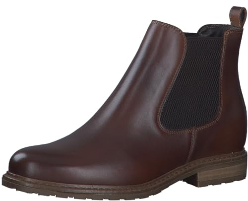 Tamaris Femme Bottines, Dame Bottines Chelsea,Demi-Bottes,Bottines,Bottes de Glisse,Plat,Muscat Leather,42 EU