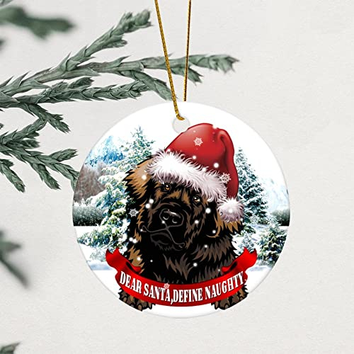 Weihnachtsdekoration zum Aufhängen, Dear Santa Define Naughty Christmas Tree Ornament Springer Spaniel Hund mit Hut 8,1 cm mit goldener Schnur Hundepfote Ornament Geschenke für Mama Papa Eltern