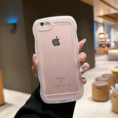 SKYLMW Kompatibel mit iPhone 6S Plus/6 Plus Hülle 5,5 Zoll, niedliche Kawaii Curly Wave Rahmen Form Weiches Silikon Stoßfest Schutzhülle Handyhülle für Frauen Mädchen, Transparent