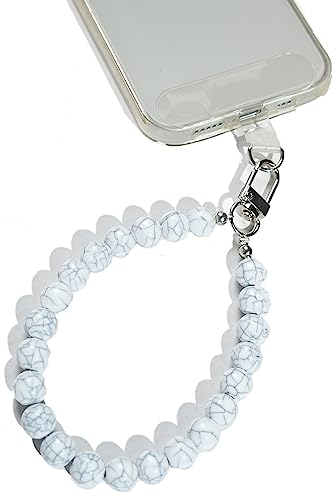 AMAYO - Chaîne Universelle pour téléphone Portable, Pendentif, Cordon de Perles, dragonne, Sangle de téléphone Portable, Bracelet, Compatible avec n'importe Quel Smartphone et Coque (marbre Blanc)