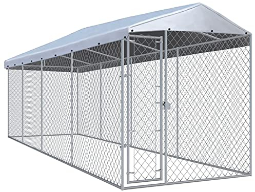 Camerina Outdoor-Hundezwinger mit Überdachung EisenkäFig FüR Hunde Outdoor Hundezwinger HaustierkäFig Hundevilla 760x190x225 cm