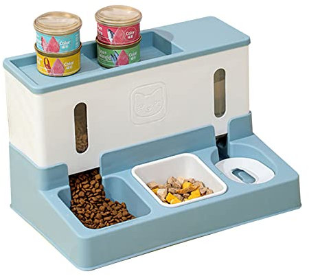 Kingke Pet Automatic Feeder + Waterer Cat Food Container Bowl Anti-Leak Water-Fountain 3 in 1 Pet Large Dogs Water Feeder