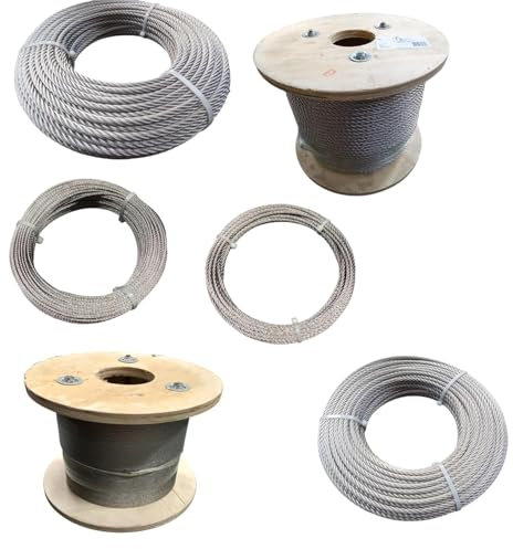 Cavo in acciaio inox A4 (speciale per esterni) Diametro e lunghezza da scegliere 7 x 7 fili fai da te, guardia corpo, giardino, terrazza, ringhiera (diametro 1 mm, corona 10 metri)