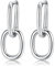 Dochais Convertible Link Earrings for Women - Double Oval Hoop, Drop Dangle Statement Geometric Paperclip Link Chain Earrings (Silver)