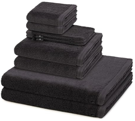 Vossen - 8 teiliges Frottier-Set - Vegan Life (2 X Wasch- 2 X Gäste- 2 X Dusch- 2 X Handtuch im Set) - 580 g/m2 - Baumwolle - Frottee - saugstark - weich und flauschig - Anthrazit