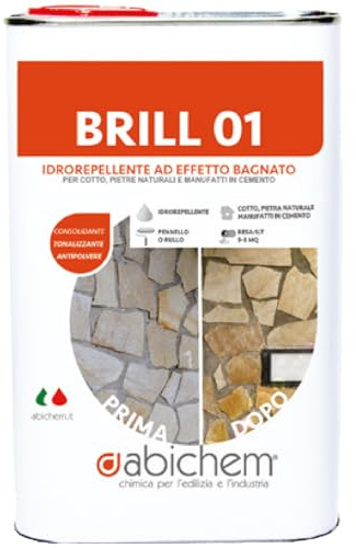 Abichem BRILL 01 - Idrorepellente Ad Effetto Bagnato Per Cotto, Pietre Naturali E Manufatti In Cemento (Lt. 1)