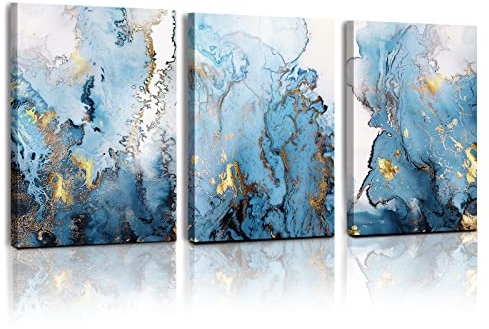 MHARTK66 Cuadros Abstractas en Lienzo Azul y Belanco, Cuadros Decoracion Salon Modernos Decoracion Dormitorios Comedor Oficina Pasillo Cocina y Baño
