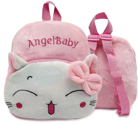 TSHAOUN Sacs à dos pour Enfant, Forme Le chat Mignonne en Peluche sac à dos crèche, Mini-Sac à Dos école Maternelle Enfant Bébé Tout-Petit Sac, Cartable Scolaire Maternelle Cadeaux pour Fille (Rose)