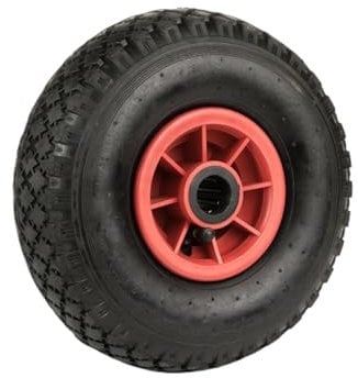 DOMINO Pneumatische Rad für Schubkarre 3.00-4, Schubkarrenrad Stahlrad Vollgummi, Durchmesser 260 mm Tragkraft 150kg, Ersatzrad Gummirad, Schubkarrenreifen, Kugellager, Schwarz