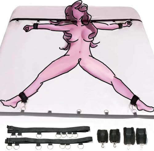 BDSM Bondaged Adult Kit, Sex Restraining Bed Set | Adjustable Bondaged Restraint, Restraints Bedroom Fun, Lover's Gifts, Compatible with Matching Accessories