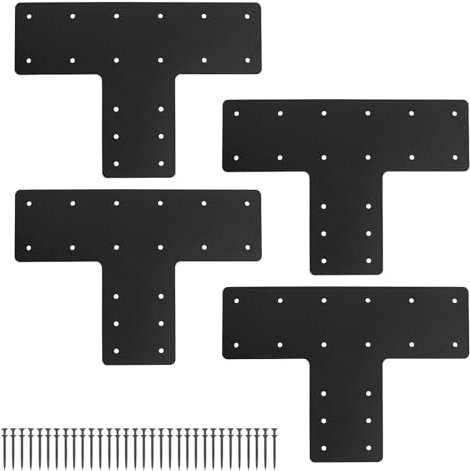 XZWMY T Post Bracket 4PCS,16.8x12 Heavy Duty Mending Plate with Powder Coated Pergola Brackets,T Beam Bracket,T Truss Bracket,T shape Bracket, Post to Beam Connectors for Wood 6x6 Lumber