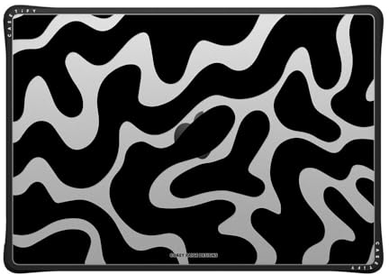 CASETiFY Impact MacBook Pro 16 Zoll (2021 & 2023) Hülle [verbessertes Schutzeckendesign, Belüftungsausschnitte, rutschfester Griff] – schwarze abstrakte Formen