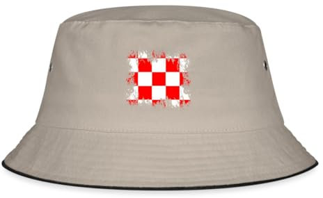 Spreadshirt Kroatien Kroatien Flagge Fischerhut, S/M (Caps), Khaki/Schwarz