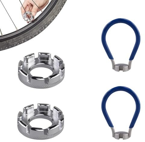 PGKDYC 4 Pcs Bicycle Spoke Wrench Tool, 6 in 1 Bike Wheel Spokes Key, Silver+Blue