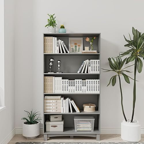 URBNLIVING 5/6 Tier Wooden Shelf Bookcase Shelving Unit for Storage and Display, Ideal for Home or Office Organization, Stylish & Durable Wooden Stand with Multiple Shelves for Books, Décor