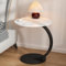 Kleiner Beistelltisch C Form, Runder Tisch als Ablagefläche, Retro-Sofa-Beistelltisch, Moderner Kleiner Couchtisch, Teetisch, Nachtständer für Wohnzimmer, Teestube(Marble White Black)