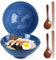 NUTRIUPS Juego de 2 cuencos de cerámica para ramen de 1200 ml con palillos y cucharas (azul zafiro)
