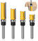 Flush Trim Router Bits, 4Pcs Router Bits 1/4 Shank Router Bit Sets Straight Two Flute Router Cutter Bit Straight Flush Trim Tools Professional Wood Top Woodworking Milling Tools for Wood Processing